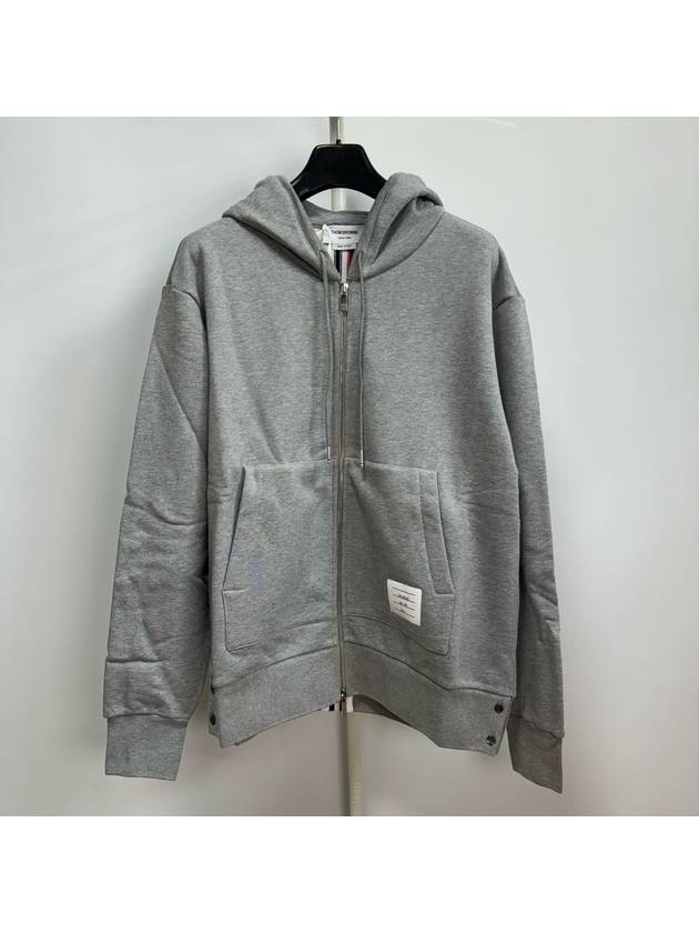 Center Back Stripe Cotton Zip Up Hoodie Light Grey - THOM BROWNE - BALAAN 2