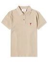 Men's Heart Logo Polo Shirt Champagne - AMI - BALAAN 3