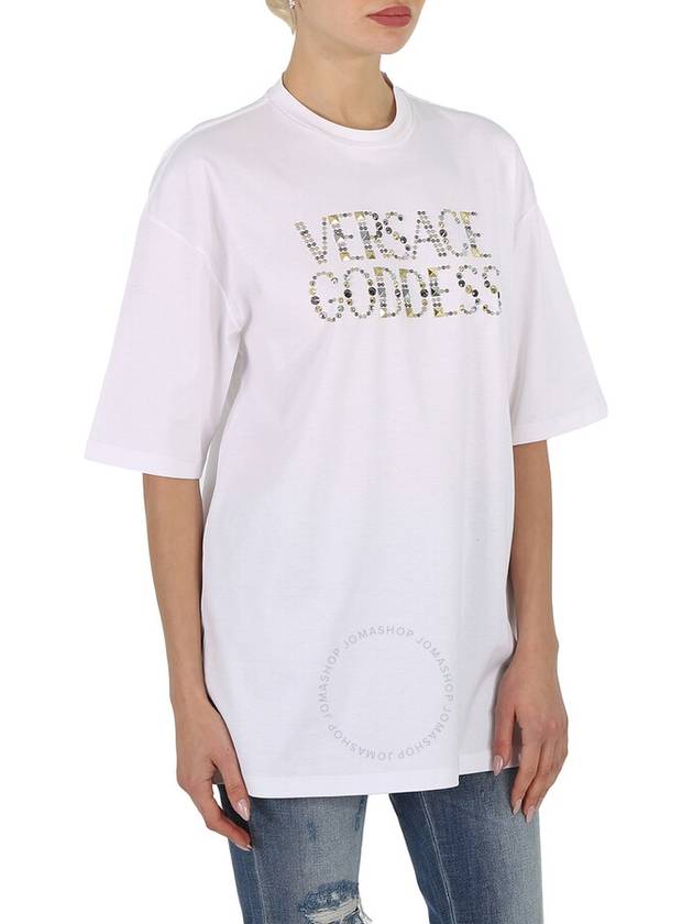 Goddess Print T-Shirt 10090891A06207 - VERSACE - BALAAN 3