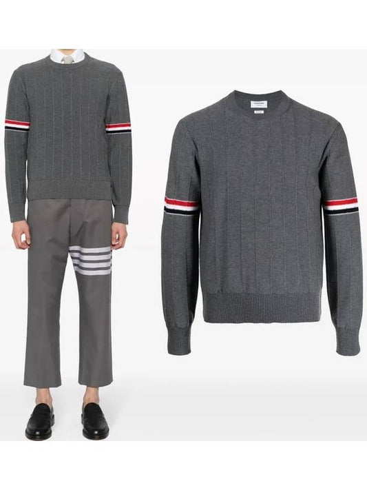 Men's Wool Relaxed Pullover Knit Top Med Grey - THOM BROWNE - BALAAN 2