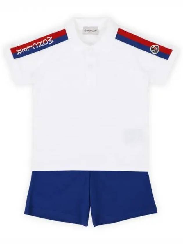 Kids Waffen Patch Polo Bermuda Pants Set Ivory Blue 8M00023 83907 002 270428 1053851 - MONCLER - BALAAN 1