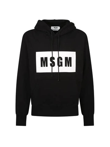 Box Logo Print Cotton Hoodie Black - MSGM - BALAAN 1