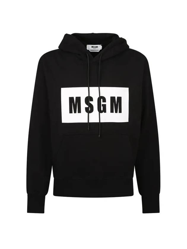 Box Logo Print Cotton Hoodie Black - MSGM - BALAAN 1