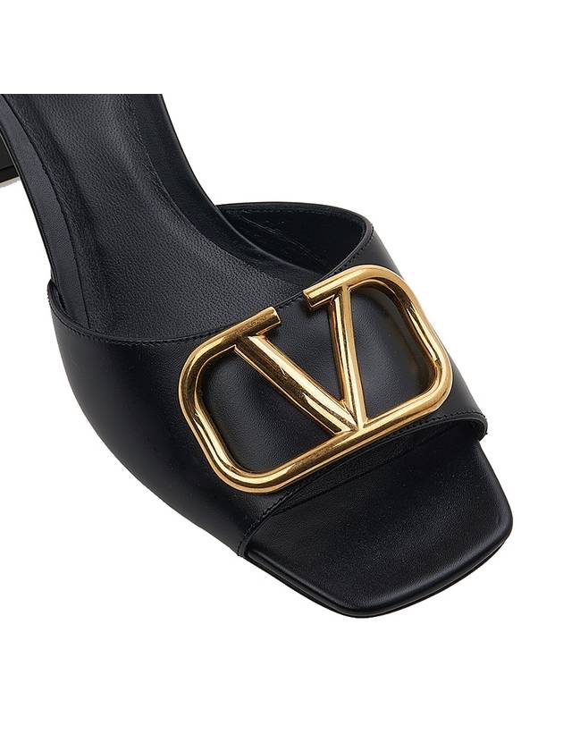 VLTN Logo Signature Square Open Toe Sandals Black - VALENTINO - BALAAN 9