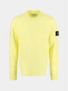 Men's Wappen Patch Crew Neck Wool Knit Top Yellow - STONE ISLAND - BALAAN 3