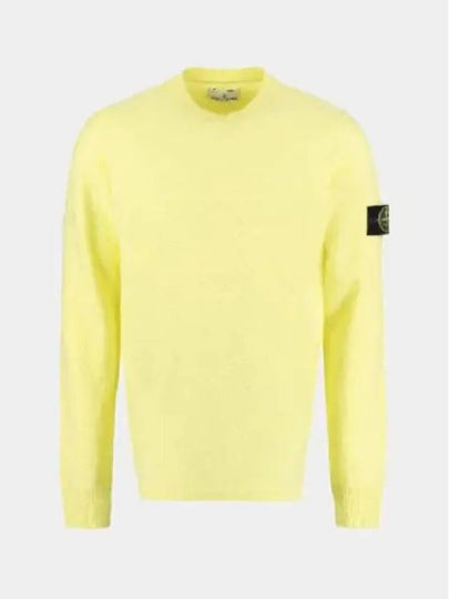 Men's Wappen Patch Crew Neck Wool Knit Top Yellow - STONE ISLAND - BALAAN 2