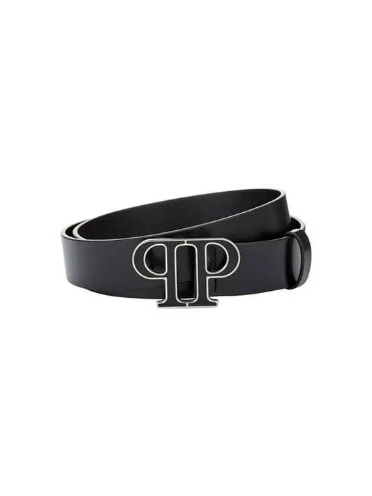 Men's Buckle Leather Belt Black 270527 - PHILIPP PLEIN - BALAAN 1