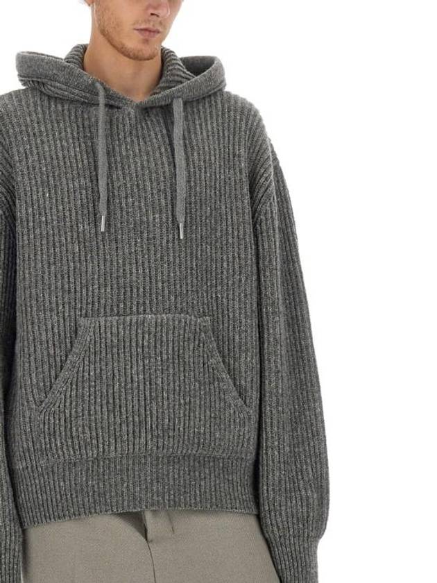 Wool Viscose Hoodie Grey - AMI - BALAAN 5