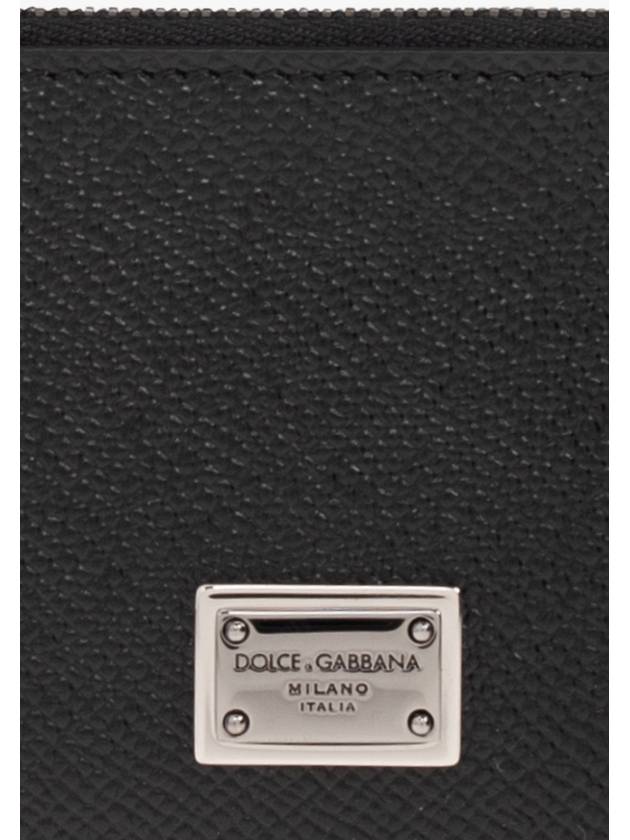 Men's Ring Logo Tag Calfskin Card Wallet Black - DOLCE&GABBANA - BALAAN 6