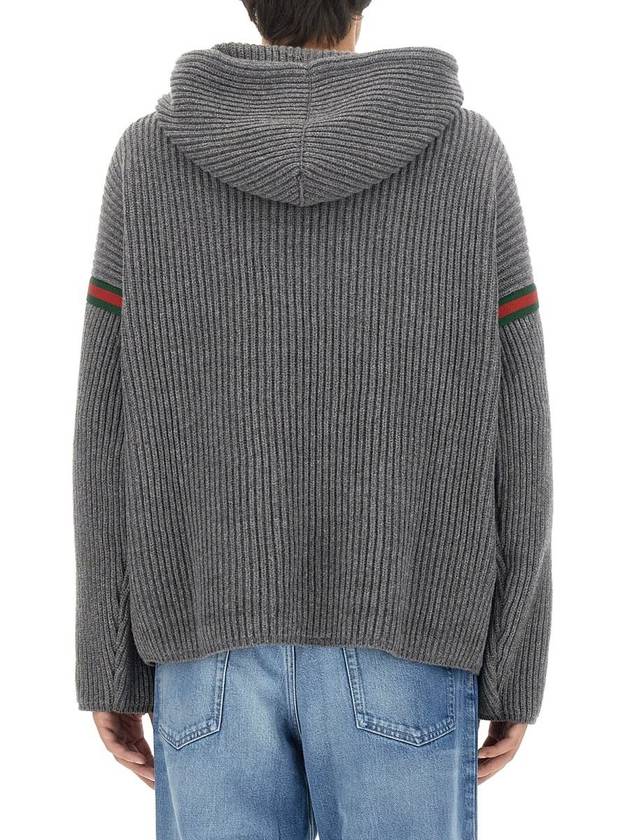 Wool Cashmere Hoodie Grey - GUCCI - BALAAN 4