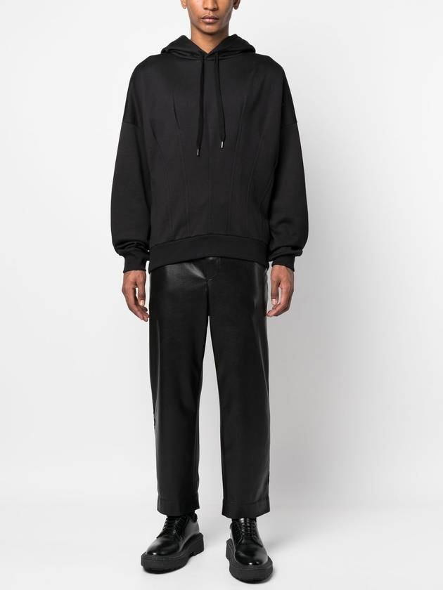 Pleated Drawstring Hoodie Black - VALENTINO - BALAAN 3