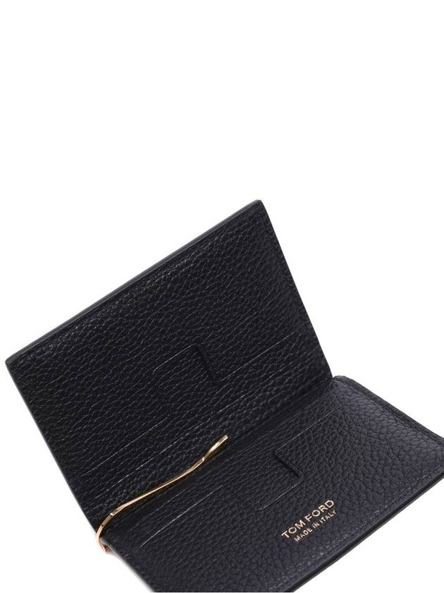 Men's T Line Leather Clip Card Wallet Black - TOM FORD - BALAAN 7
