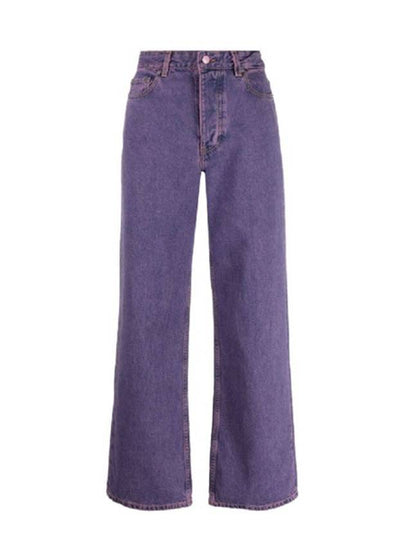 Overdyed High Waist Wide Jeans Purple - GANNI - BALAAN 2