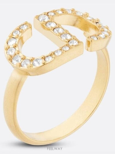 Petite CD Metal White Crystal Ring Gold - DIOR - BALAAN 2