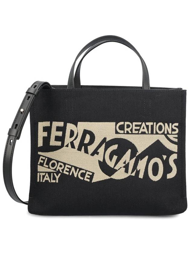 Logo Print Tote Bag Black - SALVATORE FERRAGAMO - BALAAN 2