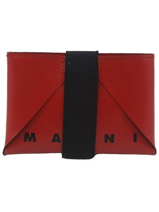Origami Black Logo Banding Card Holder Red White - MARNI - BALAAN.