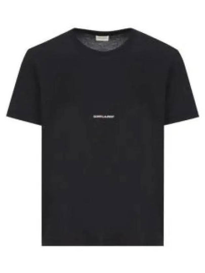 Men's Small Logo Short Sleeve T-Shirt Black - SAINT LAURENT - BALAAN 2