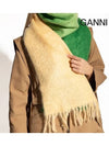 gradient fringe mohair muffler kelly green - GANNI - BALAAN.