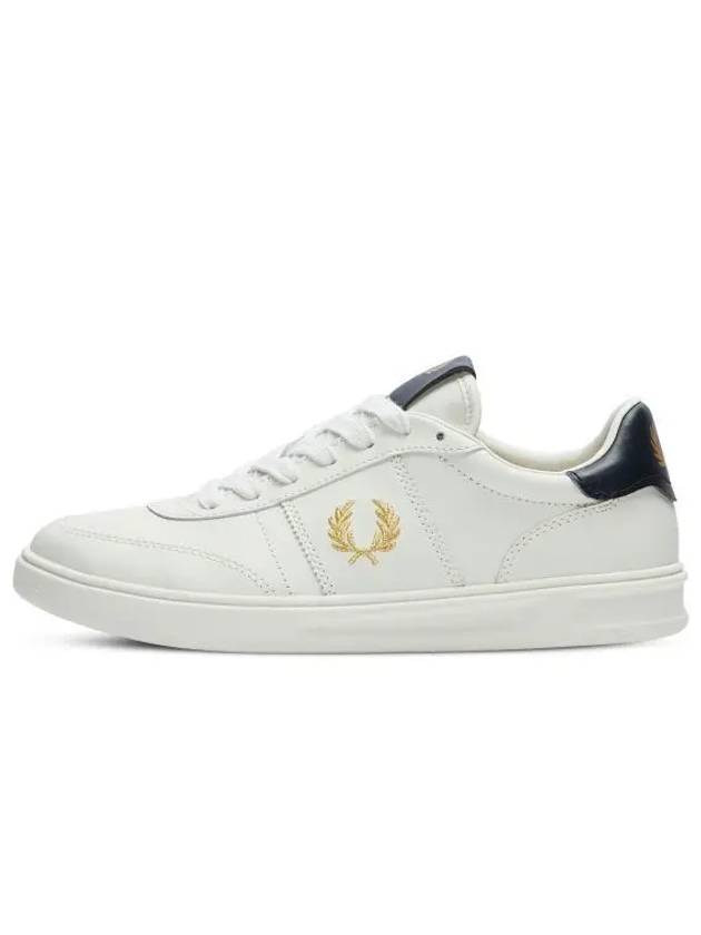 Embroidered Logo Leather Low-Top Sneakers White - FRED PERRY - BALAAN 2