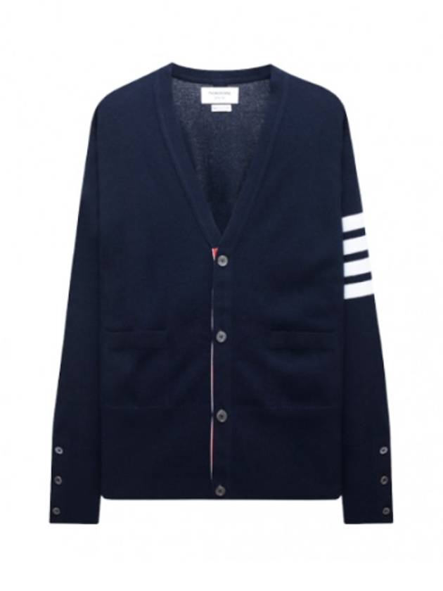 4-Bar V-Neck Cashmere Cardigan Navy - THOM BROWNE - BALAAN 2