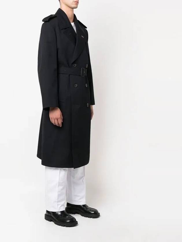 Men's Belted Trench Coat Navy - MAISON MARGIELA - BALAAN.