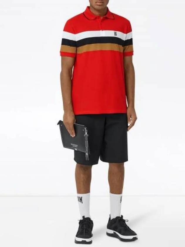 TB Logo Stripe Short Sleeve Polo Shirt Red - BURBERRY - BALAAN 3