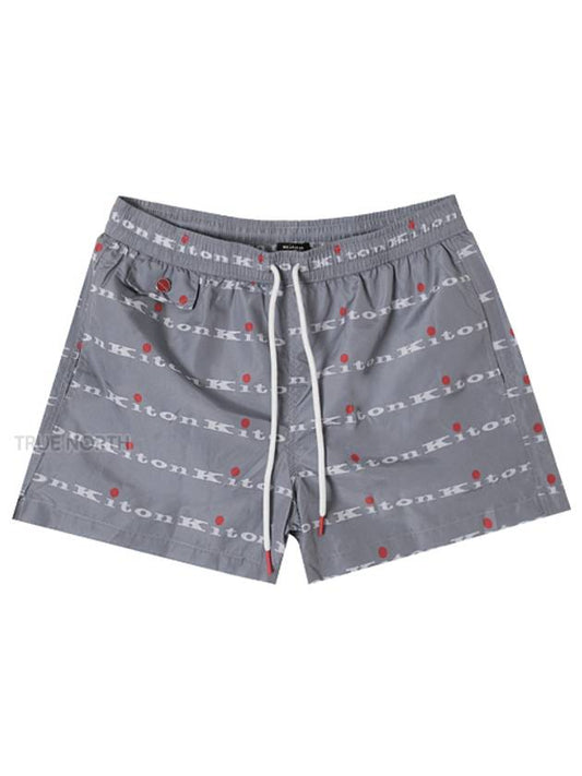 Men's Logo Print Swim Shorts Gray - KITON - BALAAN 2