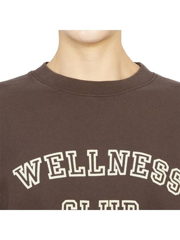 Wellness Club Flock Crew Neck Cotton Sweatshirt Brown - SPORTY & RICH - BALAAN 7