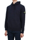 Logo Patch Drawstring Hoodie Navy - STONE ISLAND - BALAAN 4