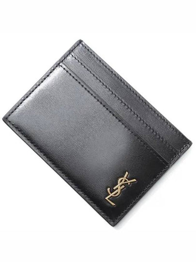 Tiny Monogram Shiny Leather Card Case Black - SAINT LAURENT - BALAAN 2