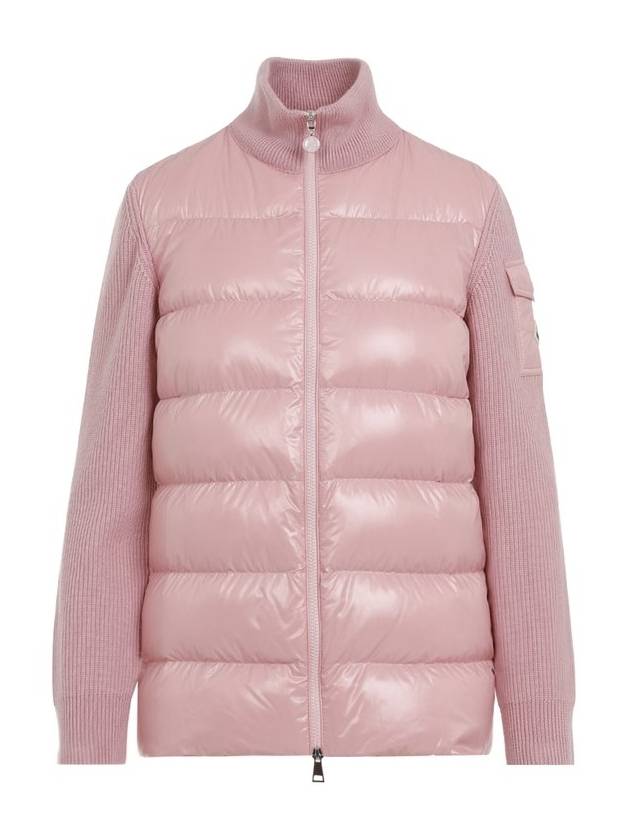 Padded Wool Cardigan Pink - MONCLER - BALAAN 1