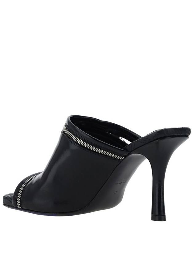 Peep Stiletto Heel Leather Mule Black - BURBERRY - BALAAN 4