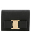 Vara Bow Gloss Flap Half Wallet Black - SALVATORE FERRAGAMO - BALAAN 4