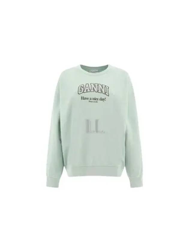 Logo Crew Neck Sweatshirt Aqua Form - GANNI - BALAAN 2