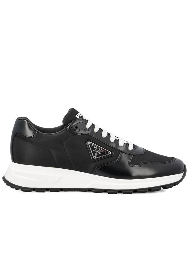 Prax 01 Re-Nylon Brushed Leather Low-Top Sneakers Black - PRADA - BALAAN 2