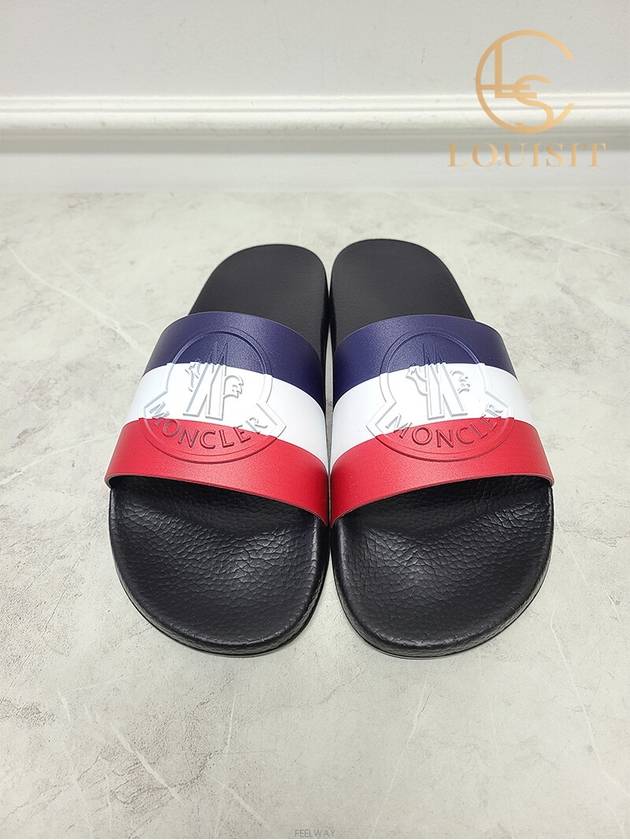 Used luxury goods Lewis It 43 Moncler black three stripe banding logo basil slippers - MONCLER - BALAAN 5