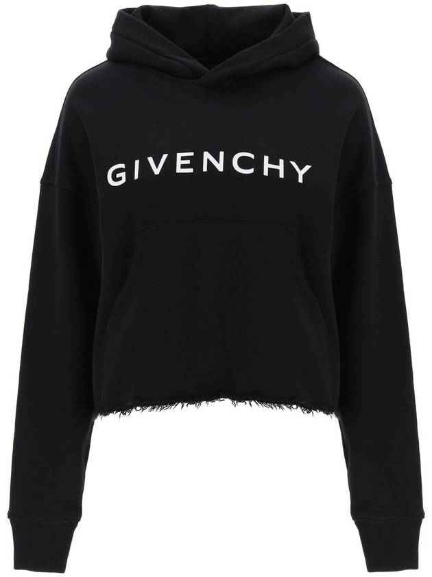 Women's Archetype Crop Fleece Hoodie Black - GIVENCHY - BALAAN 2