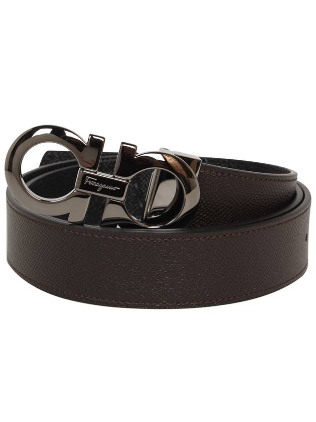 Gancini Reversible Adjustable Leather Belt Black - SALVATORE FERRAGAMO - BALAAN 2