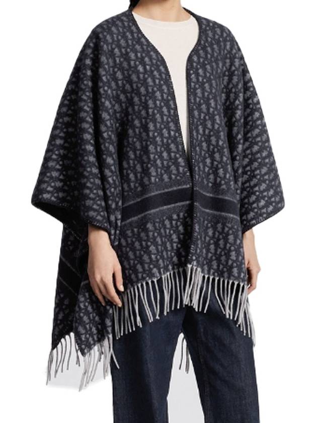 Oblique Wool Cashmere Poncho Navy - DIOR - BALAAN 4