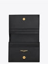 Casandra Matelasse Quilted Lambskin Flap Card Wallet Black - SAINT LAURENT - BALAAN 4