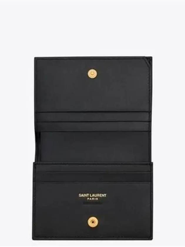 Casandra Matelasse Quilted Lambskin Flap Card Wallet Black - SAINT LAURENT - BALAAN 4