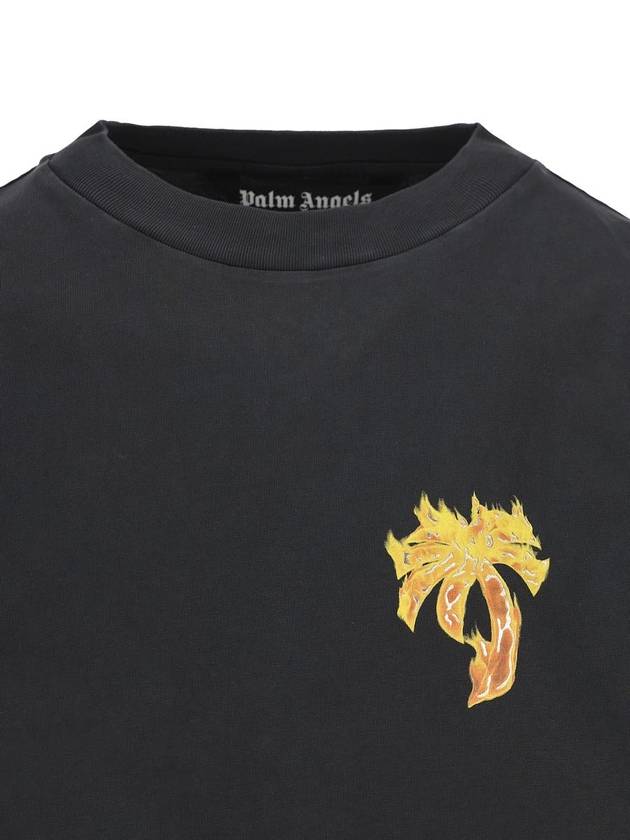 Oversized Burning Short Sleeve T Shirt Black - PALM ANGELS - BALAAN 4