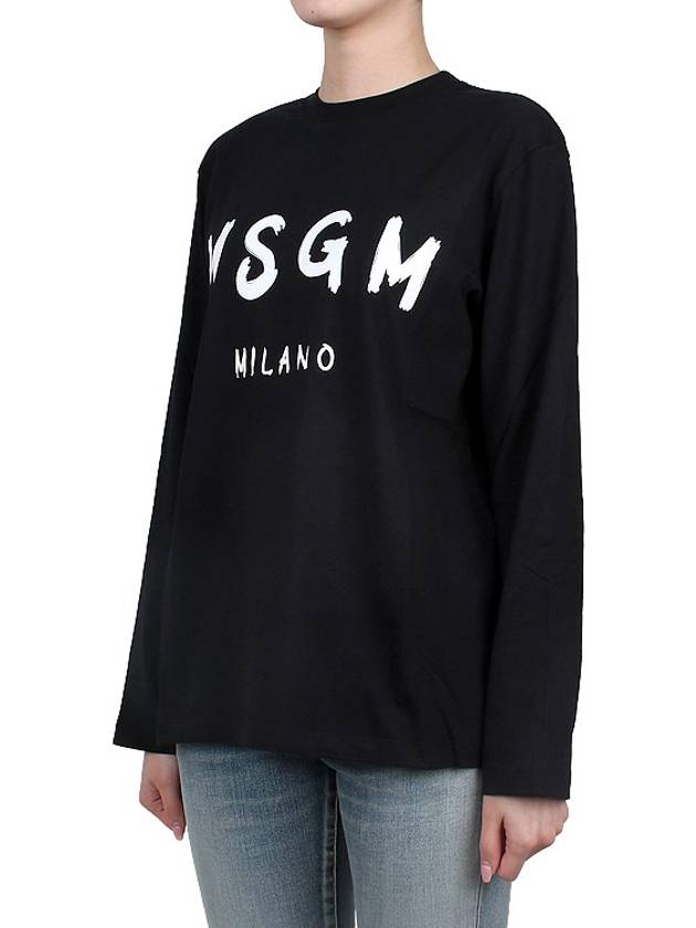 Milano Brushed Logo Cotton Long Sleeve T-Shirt Black - MSGM - BALAAN 4