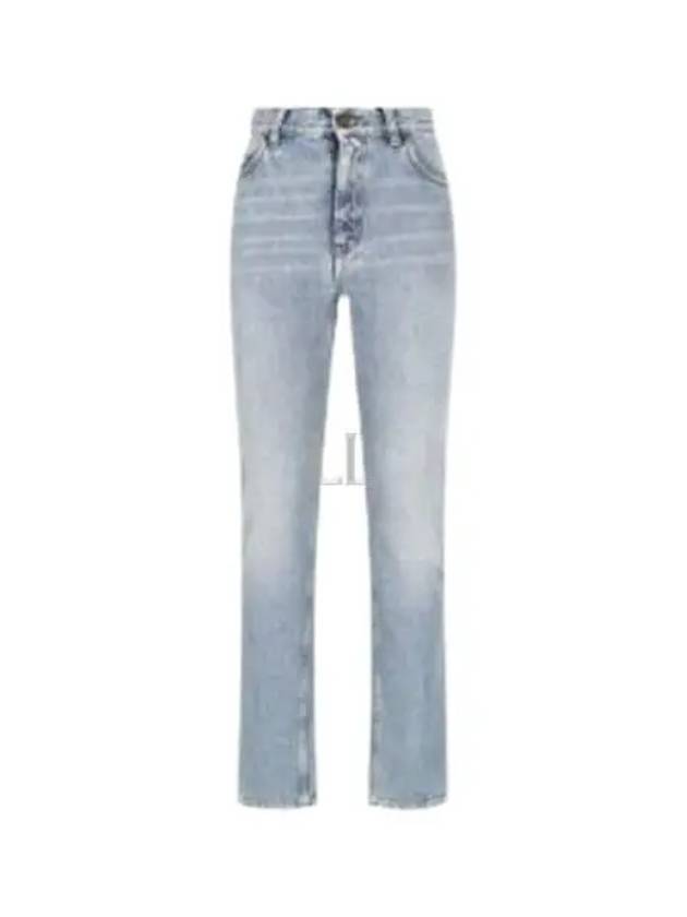 Denim Cotton Straight Jeans Blue - SAINT LAURENT - BALAAN 2