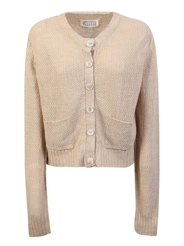 Hemp Basket Weave Knit Cardigan Beige - MAISON MARGIELA - BALAAN 1