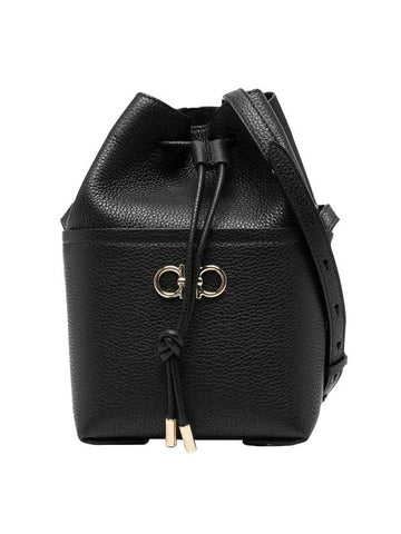 Gancini Mini Bucket Bag Black - SALVATORE FERRAGAMO - BALAAN 1