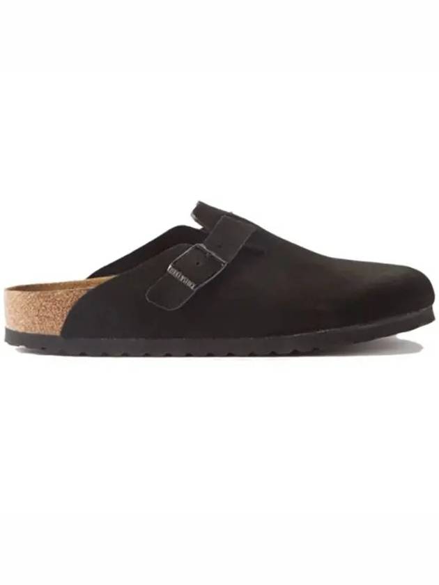 Boston Soft Footbed Suede Leather Mule Black - BIRKENSTOCK - BALAAN 2