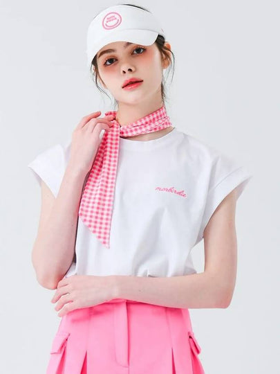 Scarf Point Sleeveless T-Shirt WHITE&PINK - MONBIRDIE GOLF - BALAAN 2