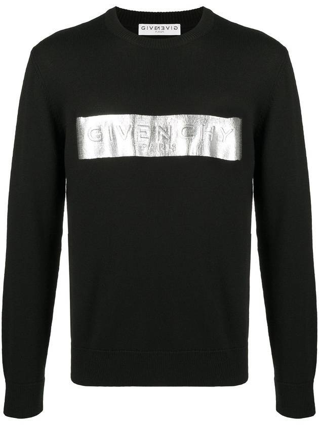 Band Logo Patch Crew Neck Knit Top Black - GIVENCHY - BALAAN 1