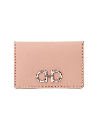 Gancini Leather Card Wallet Pink - SALVATORE FERRAGAMO - BALAAN 2